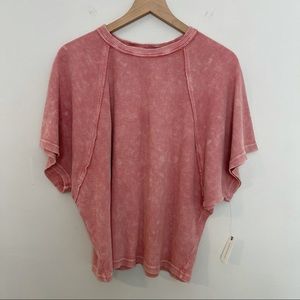 ANTHROPOLOGIE- Pilcro Pink Rose Thermal Waffle Short Sleeve Dolman